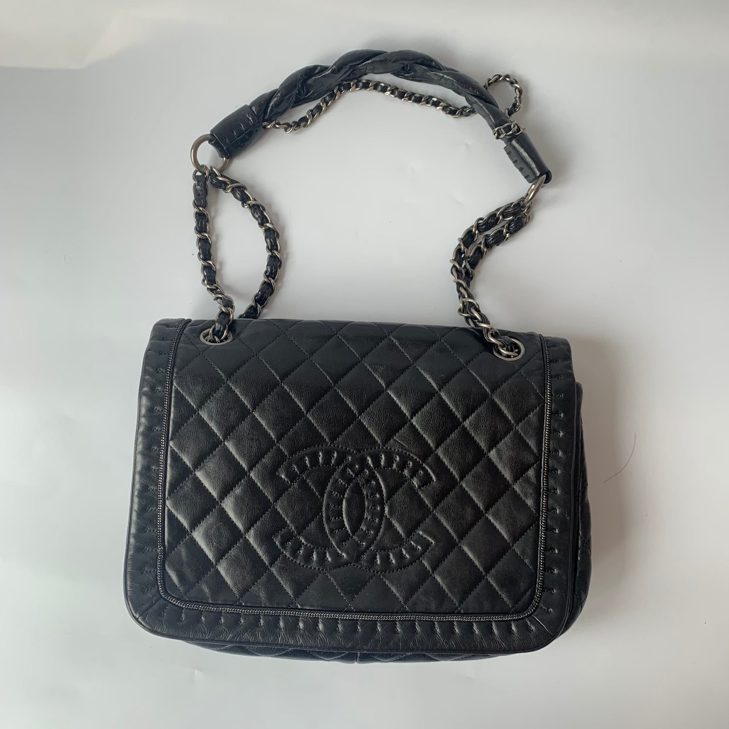 Chanel Istanbul Flap Bag 2011 Medium Leather and Knot Chain Redyed Black