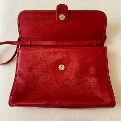 GUCCI Vintage Red Leather Flap Shoulder Bag