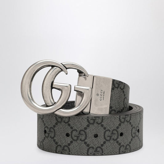 Gucci Gg Marmont Belt In Supreme Fabric Grey/Black Men