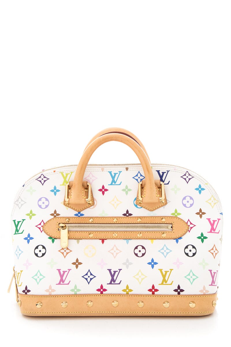 Louis Vuitton White Multicolor Logo Alma Handbag