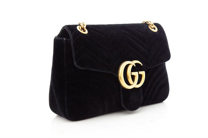 Gucci Black Velvet Marmont Handbag