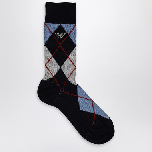 Prada Blue Socks With Argyle Pattern Women