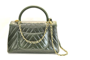Chanel Calfskin Coco Chevron Quilted Top Handle Bag