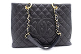 CHANEL Caviar GST 13" Grand Shopping Tote Chain Shoulder Bag Black k54