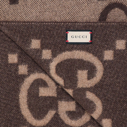 Gucci Beige/Dark Brown Cashmere Jacquard Scarf Women