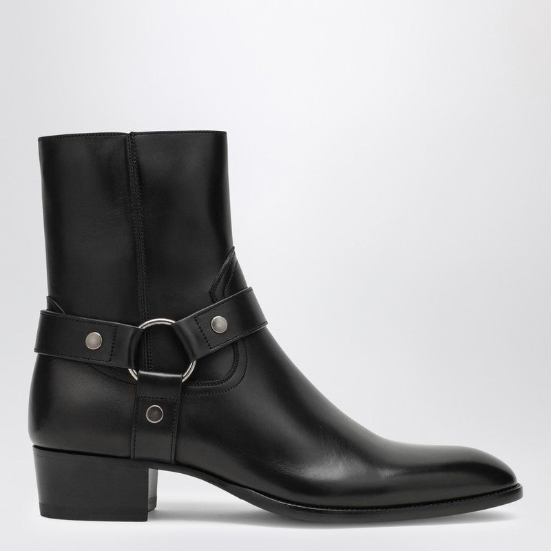 Saint Laurent Wyatt 40 Black Leather Boot Men