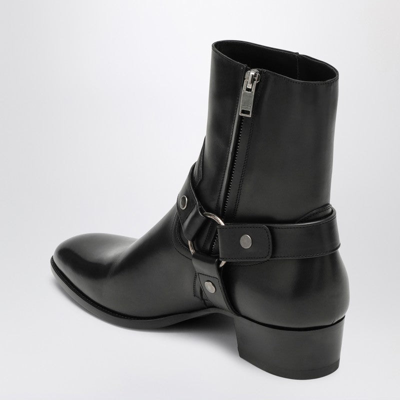 Saint Laurent Wyatt 40 Black Leather Boot Men