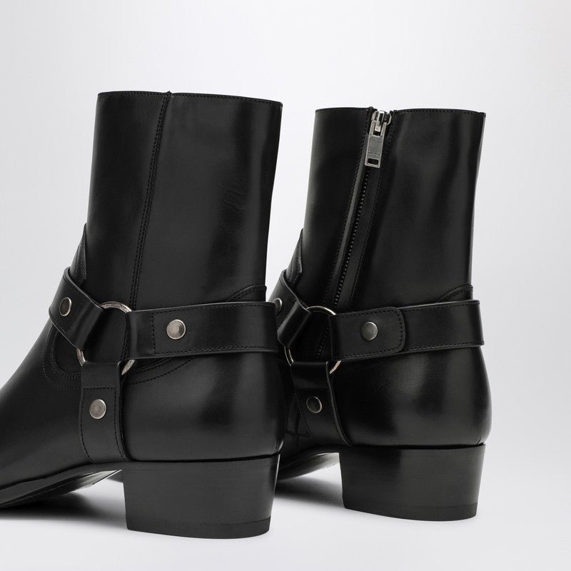 Saint Laurent Wyatt 40 Black Leather Boot Men