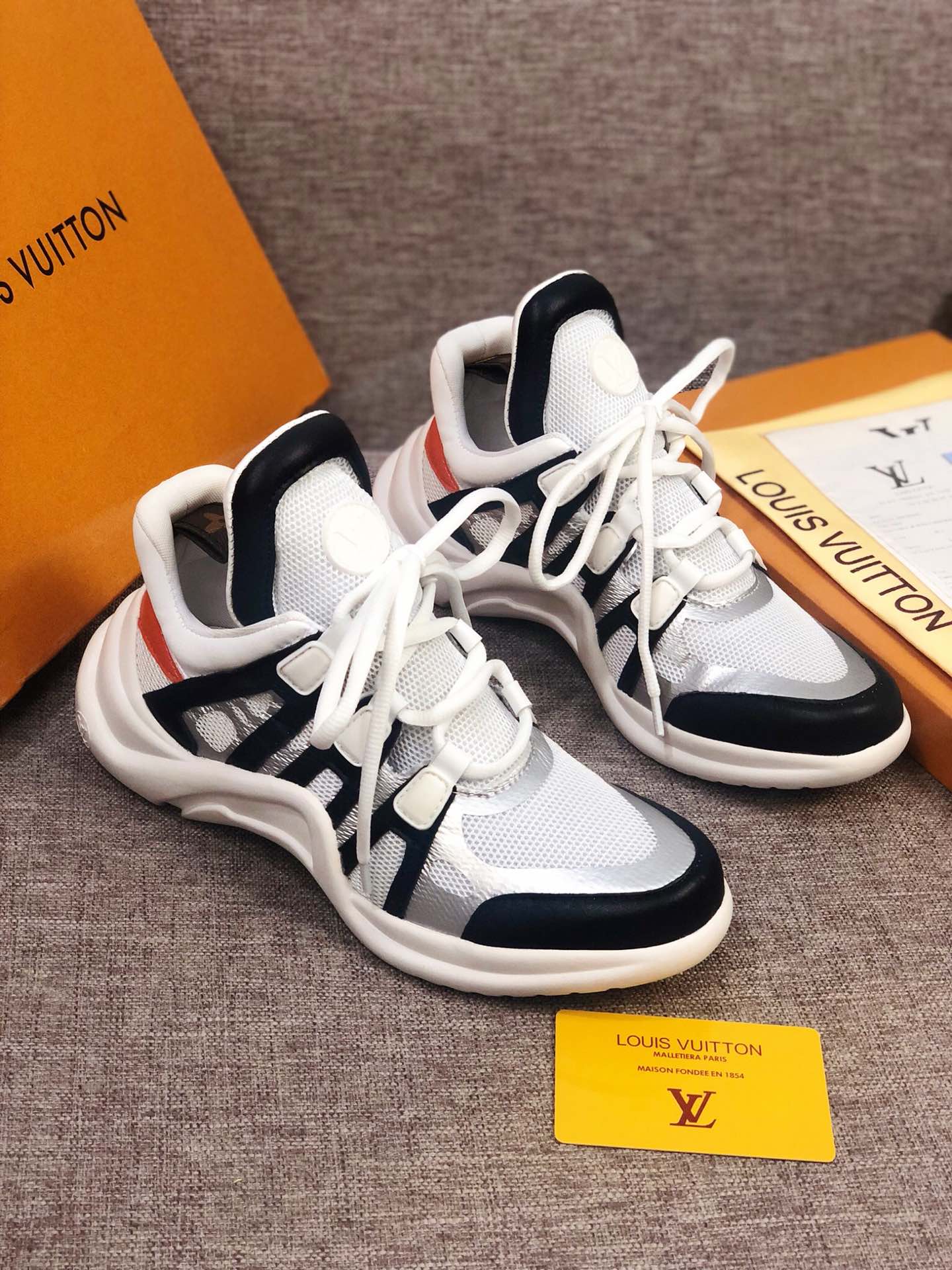 The Bags Vibe - Louis Vuitton Archlight White Black Orange Sneaker