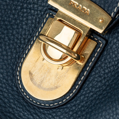 Prada Handbag Blue Vitello Daino