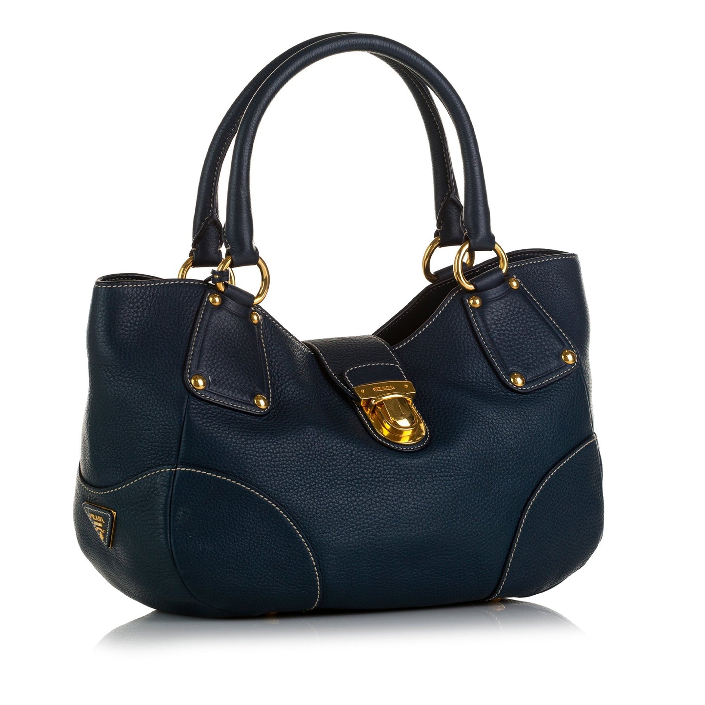 Prada Handbag Blue Vitello Daino