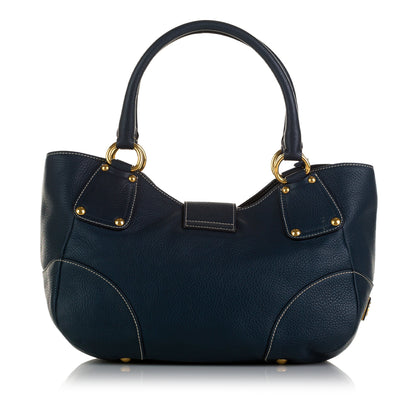 Prada Handbag Blue Vitello Daino