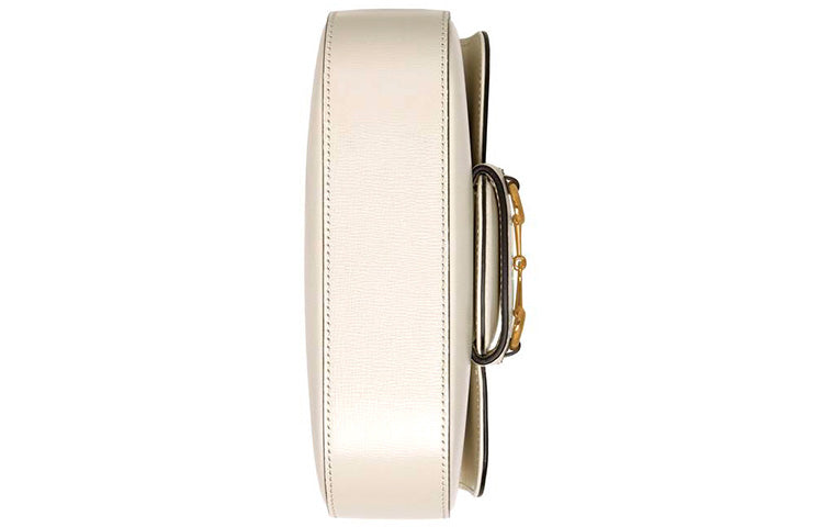 (WMNS) GUCCI Horsebit 1955 Retro Gold Buckle Stripe Webbing Leather Saddle Bag Shoulder Messenger Bag Mini White 658574-18YSG-9068