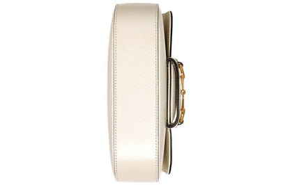 (WMNS) GUCCI Horsebit 1955 Retro Gold Buckle Stripe Webbing Leather Saddle Bag Shoulder Messenger Bag Mini White 658574-18YSG-9068