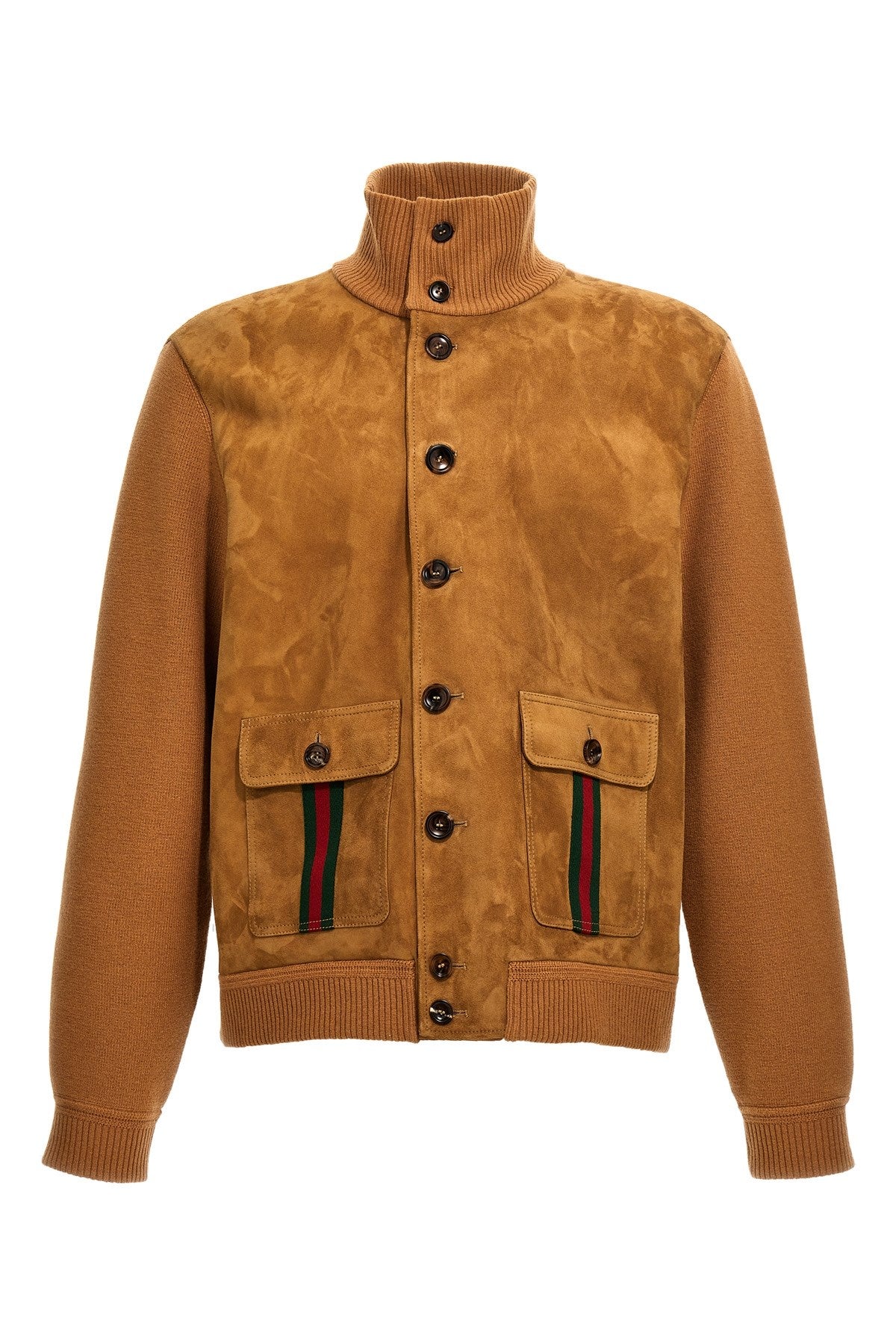 Gucci Men Suede Bomber Jacket With Web Details