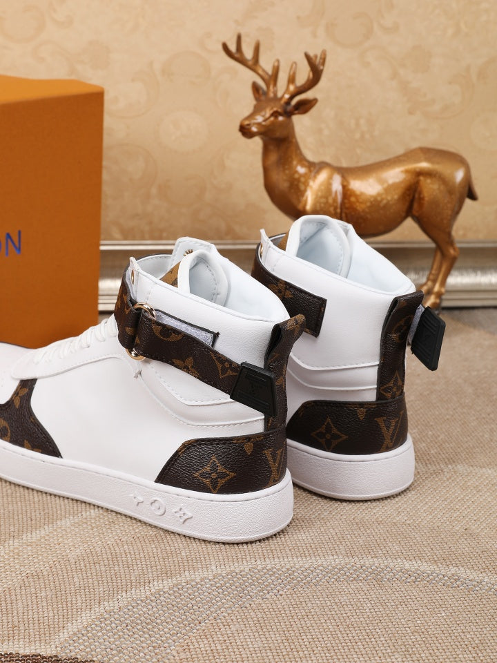 The Bags Vibe - Louis Vuitton Rivoli High White Brown Sneaker