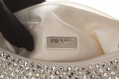 Prada White 2021 Crystal Re-edition 2000 Mini  Handbag