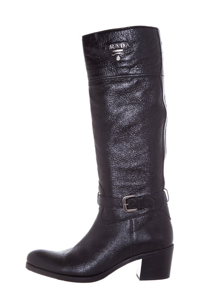 Prada Black Western Tall Boots SZ 38