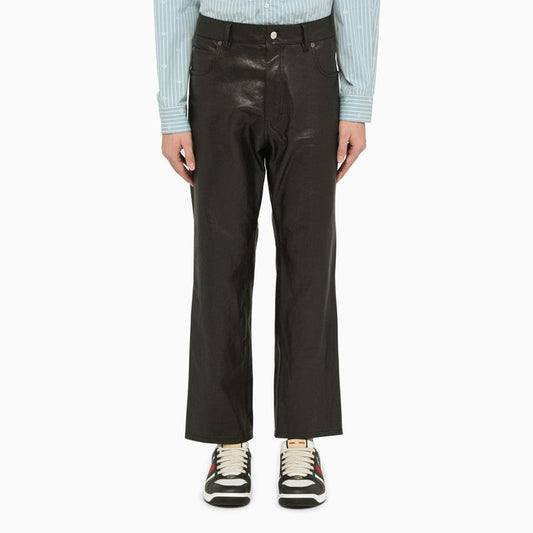 Gucci Black Leather Five-Pocket Trousers Men