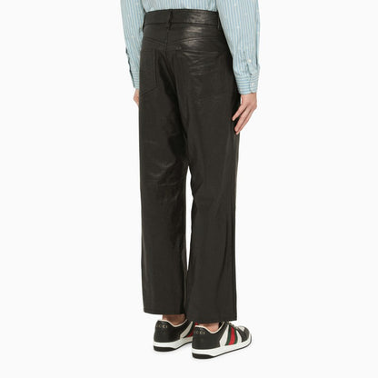 Gucci Black Leather Five-Pocket Trousers Men