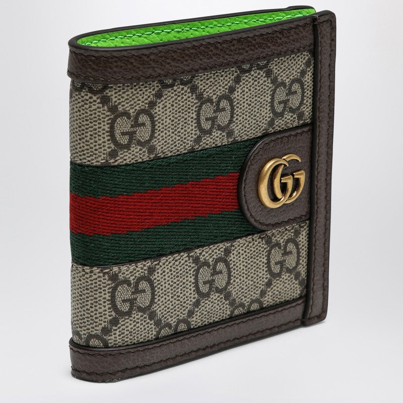 Gucci Ophidia Gg Wallet Beige/Ebony/Shiny Green Men