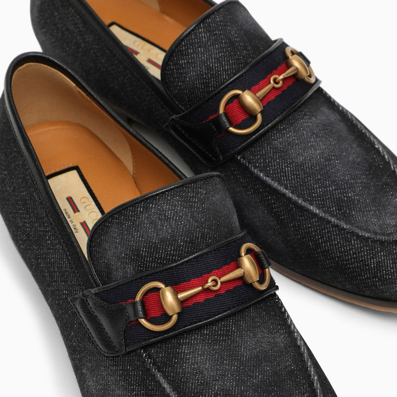 Gucci Black Denim Loafer With Horsebit Men