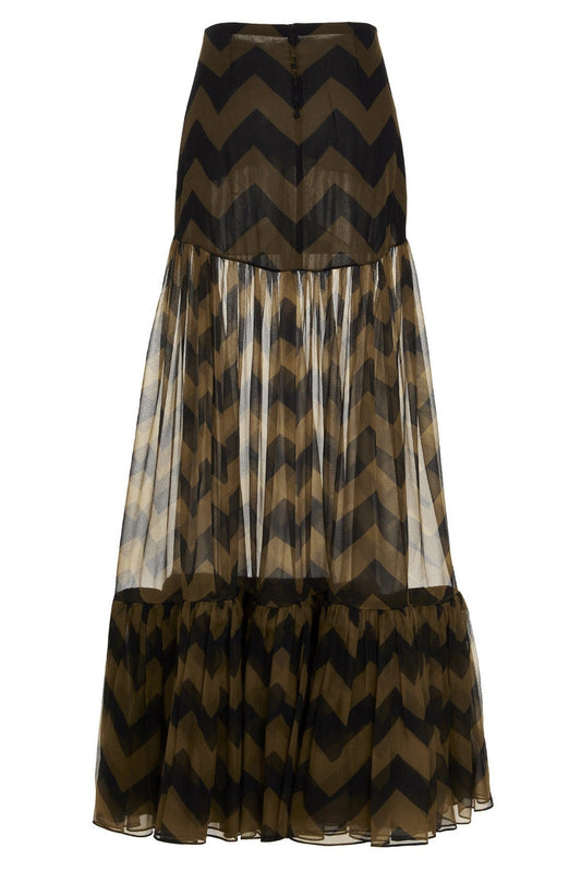 Saint Laurent Women Chevron Long Skirt