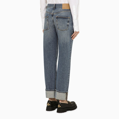 Gucci Blue Denim Jeans With Turn-Ups Women