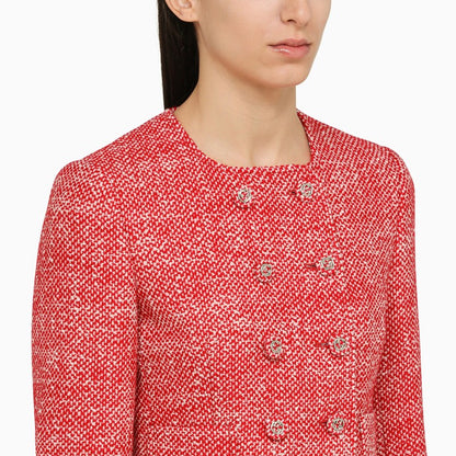 Gucci Red/White Tweed Double-Breasted Jacket Women