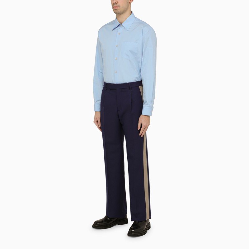 Gucci Royal Blue Trousers With Velvet Bands Men