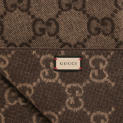 Gucci Beige/Brown Cashmere Scarf With Logo Women