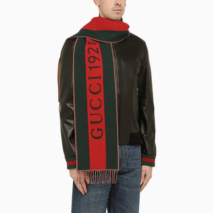 Gucci Scarf With Web Motif In Jacquard Wool Men