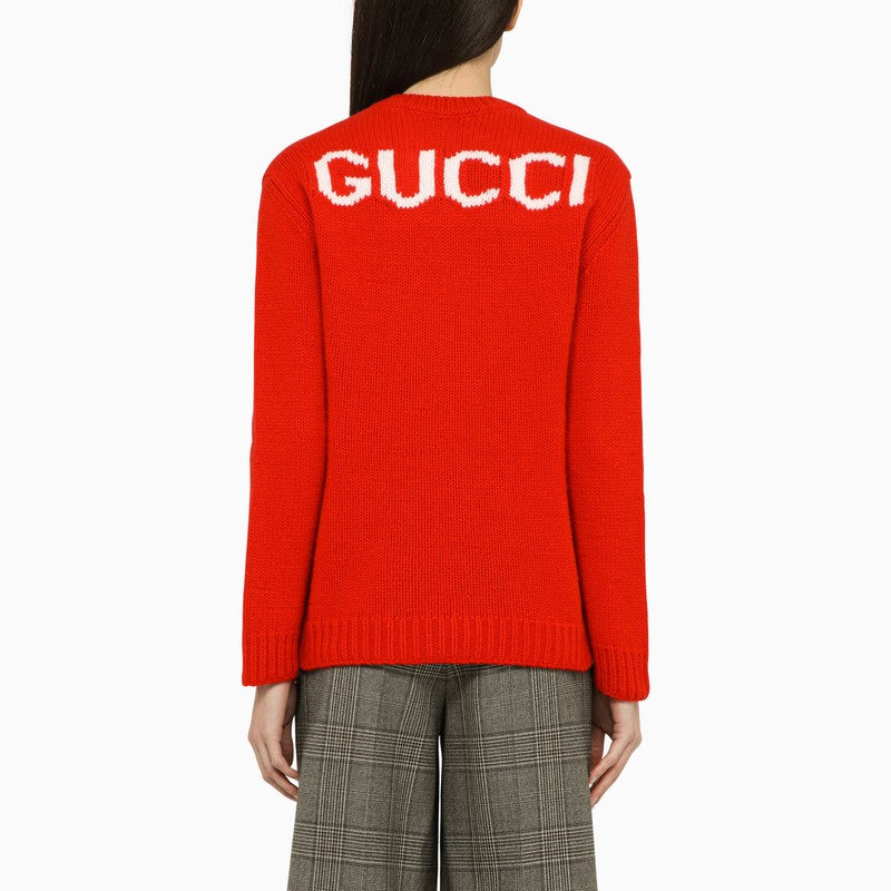 Gucci Red Wool Sweater With Logo Women