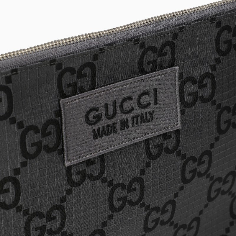 Gucci Dark Grey And Black Pouch With Gg Motif Men