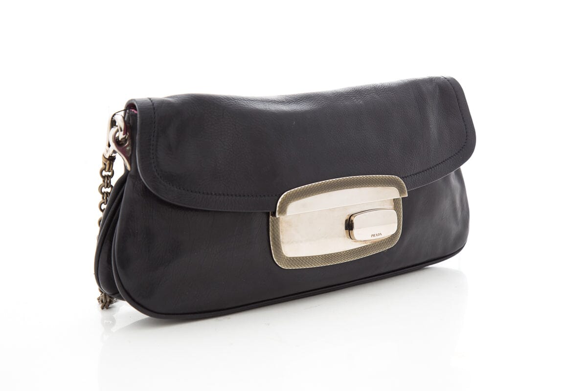 Prada Black Leather Clutch