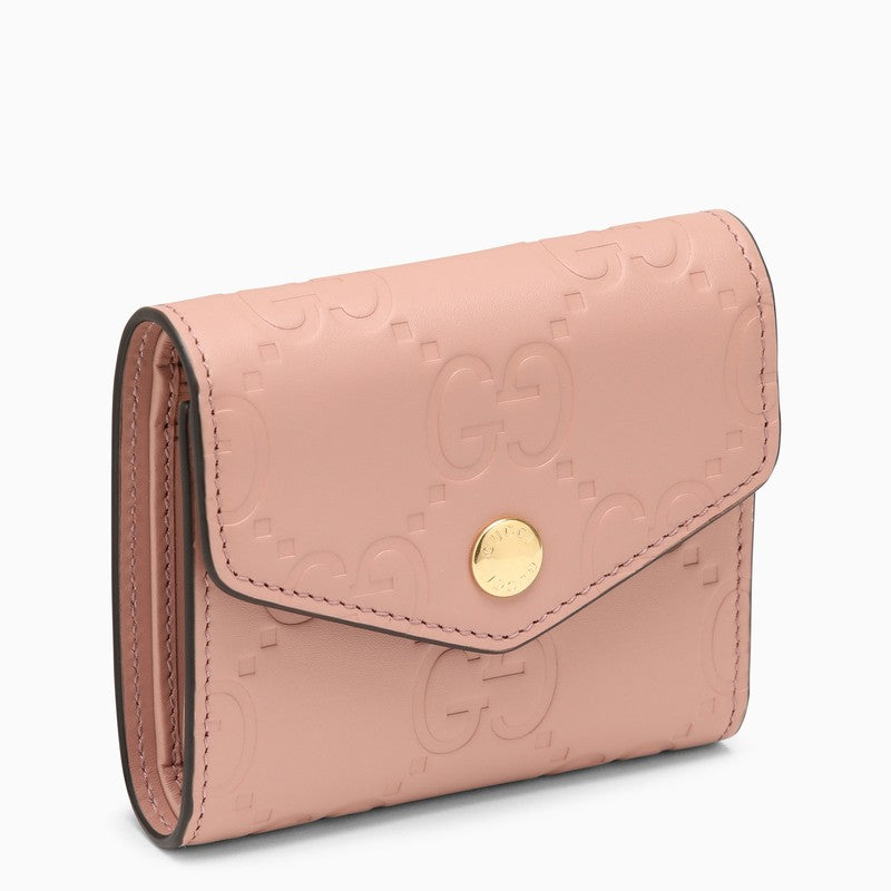 Gucci Tri-Fold Pink Leather Wallet Women