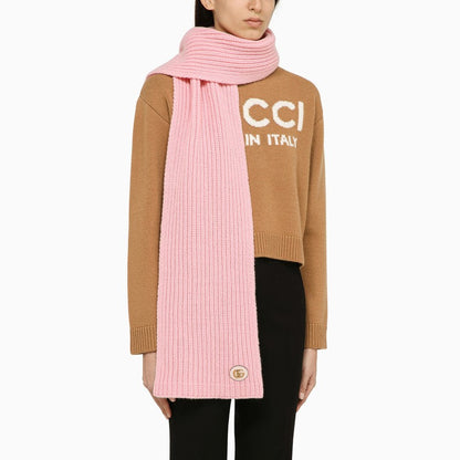 Gucci Pink Cashmere Scarf With Logo Women