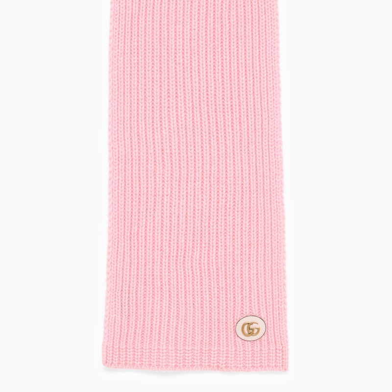 Gucci Pink Cashmere Scarf With Logo Women