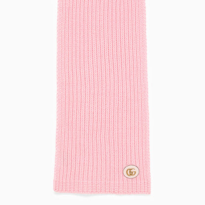 Gucci Pink Cashmere Scarf With Logo Women