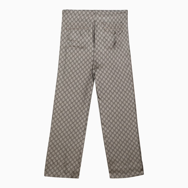 Gucci Beige/Ebony Silk Gg Print Trousers Men