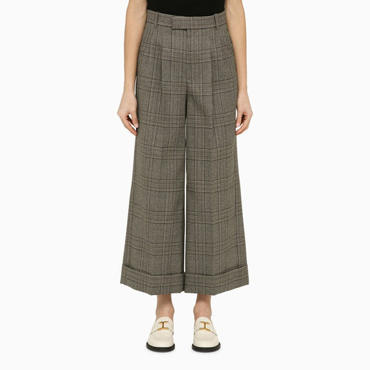 Gucci Prince Of Wales Wool Cropped Trousers Women