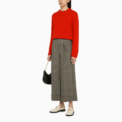 Gucci Prince Of Wales Wool Cropped Trousers Women