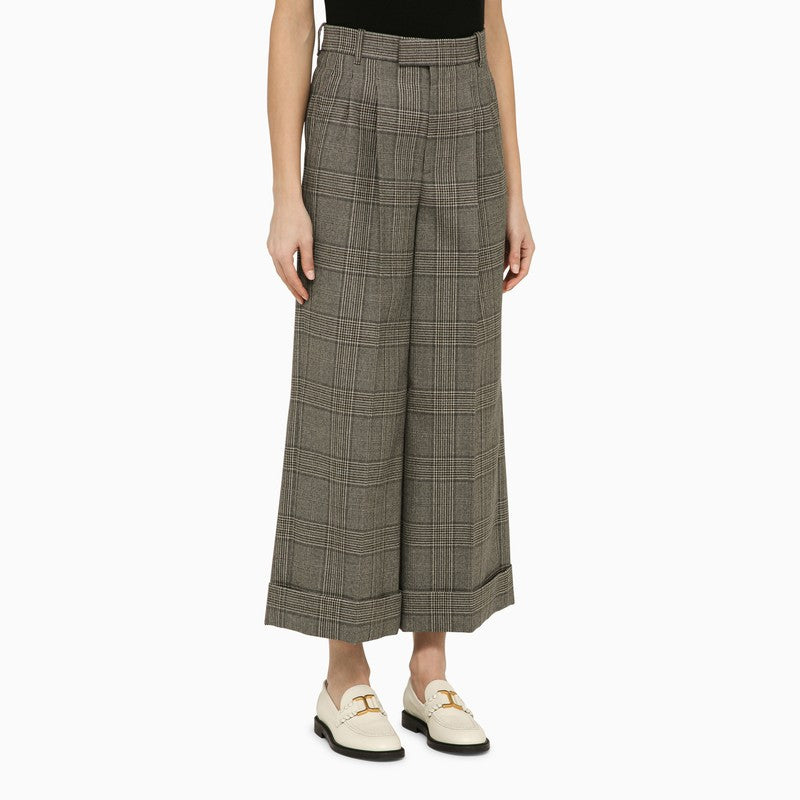 Gucci Prince Of Wales Wool Cropped Trousers Women