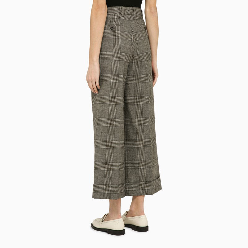 Gucci Prince Of Wales Wool Cropped Trousers Women