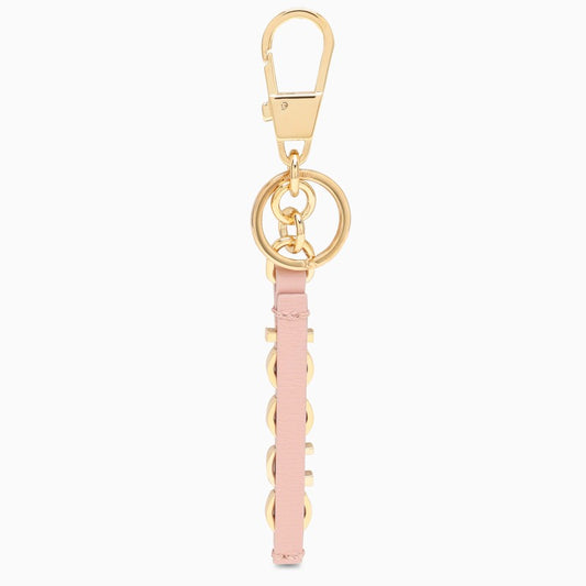 Gucci Pink And Gold Leather Keyring With Logo Women