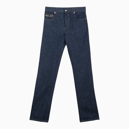 Gucci Dark Blue Denim Jeans With Horsebit Men