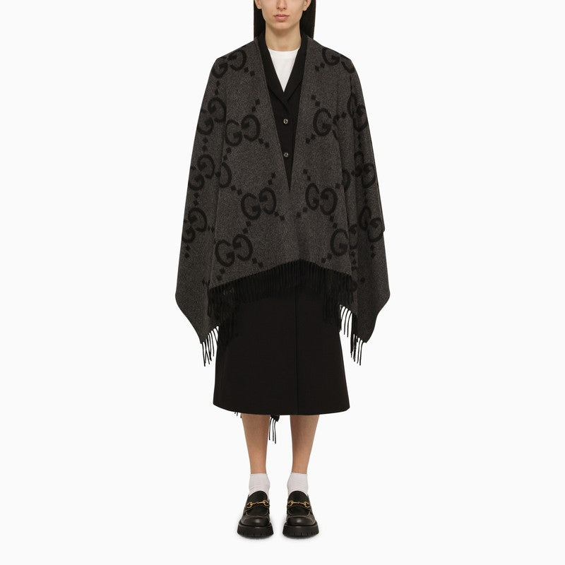 Gucci Grey/Black Reversible Jumbo Cashmere Cape Women