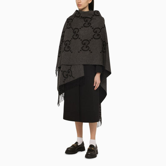 Gucci Grey/Black Reversible Jumbo Cashmere Cape Women