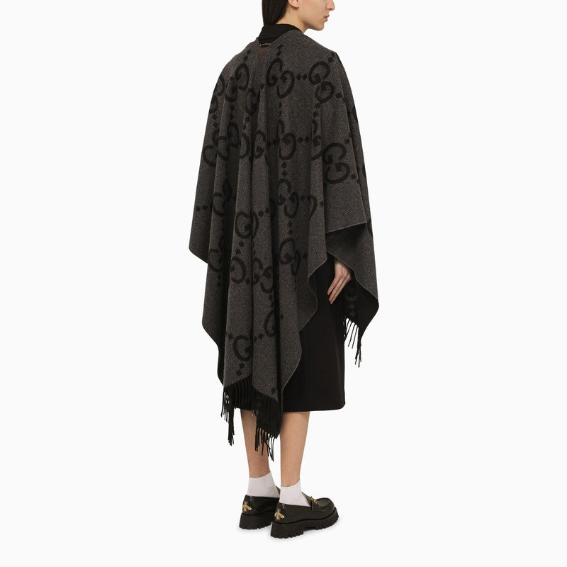 Gucci Grey/Black Reversible Jumbo Cashmere Cape Women