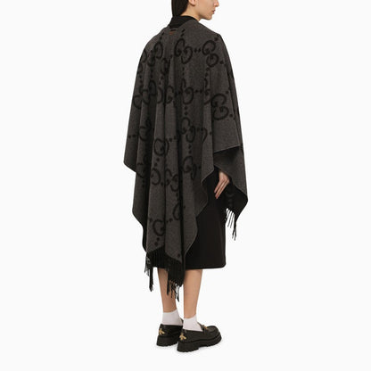 Gucci Grey/Black Reversible Jumbo Cashmere Cape Women